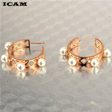 ICAM Lady elegante simulación perla perlas pendientes 1 par nueva moda joyería de acero inoxidable para mujer 2024 - compra barato