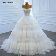 J67175 JANCEMBER-vestido de novia blanco elegante y sencillo, sin mangas, escote en forma de corazón, Espalda descubierta, tuled escalonado 2020 2024 - compra barato