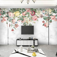 Papel pintado con foto 3D personalizado, Mural de pared minimalista moderno, pintado a mano, flores, patrón de mármol, Fondo de TV para sala de estar, decoración del hogar 2024 - compra barato