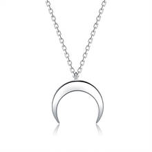 SILVERHOO New Authentic 925 Sterling Silver Pendant Necklaces For Women Simple Moon Shape Necklace Anniversary Fine Jewelry 2024 - buy cheap
