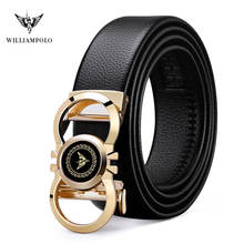 Williams Polo-Cinturón de marca de lujo para hombre, cinturones de cuero genuino de alta calidad, correa para hombre, hebilla automática de Metal, Diseñador 2024 - compra barato
