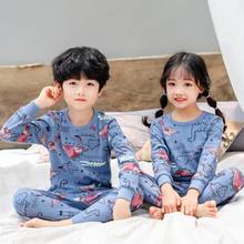 Новейший осенний Пижамный комплект для мальчиков и девочек хлопковая детская пижама с длинным рукавом Детская Пижама детская одежда для сна 2024 - купить недорого