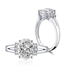 Joias de prata esterlina para mulheres 925, anel de diamante sintético oval 3 ct, anéis de prata para casamento, noivado e casamento 2024 - compre barato