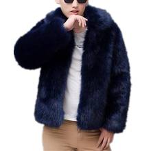 Мужское зимнее пальто, толстое теплое пальто из искусственного меха, черная Меховая куртка, роскошная парка с длинным рукавом, верхняя одежда для мужчин 2024 - купить недорого