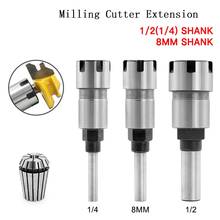 1/2 1/4 "8mm shank fresa máquina de corte escultura em madeira roteador bit extensão haste pinça máquina de gravura extensão 2024 - compre barato