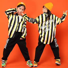 Trajes de baile de Hip Hop para niñas, camisa negra, pantalones de calle, ropa de escenario para niños, trajes de baile de Jazz, ropa de actuación coreana 2024 - compra barato