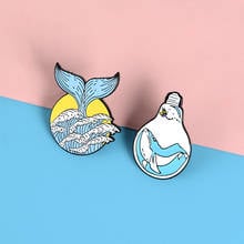 Gorgeous Painted Whale Pins Wave Sea World in Light Bulb Brooches Badges Bag Accessories Lapel Pins Jewelry Gifts for Friends 2024 - buy cheap