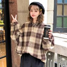 Shirts Women Plaid Classic Vintage Simple Turn-down Collar All-match Casual Harajuku Chic Fashion Ulzzang Students Daily Korean 2024 - buy cheap