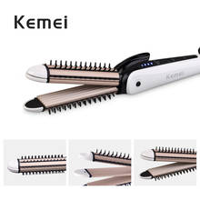 Kemei 3 In 1 Curling Iron & Straightener Irons Waves Electric Multifunction Corn Plate Curler Hair Styling Tools EU Plug 45D 2024 - buy cheap