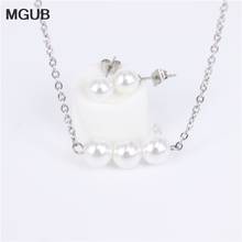 Jewelry Three styles High quality Stainless steel jewelry Set Imitation pearls  Earrings And Pendant  fashion For women ZN44 2024 - buy cheap