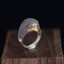FNJ Animal Eagle Rings 925 Silver Adjustable Size Popular S925 Solid Silver Ring for Men Jewelry Fine Punk Red Agate 2024 - buy cheap