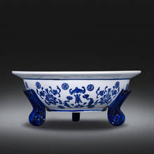 Jingdezhen ceramics creative blue and white porcelain tripod fruit plate fruit basket food basin Chinese classical household pla 2024 - buy cheap