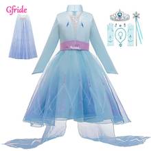 Snow Queen 2 Costume With Long Cape For Girl Elza Tutu Dresses Children Halloween printing Dress Kids Christmas Holiday Dress 2024 - buy cheap