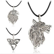 Classic Viking Amulet Wolf Eagle Fox Pendant Necklace Leather Rope Chain Silver Color Steampunk Jewelry Gift for Men Women 2024 - buy cheap