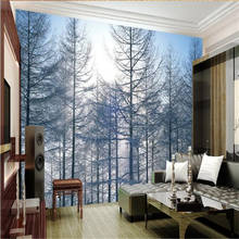 Wellyu papel de papel de parede customizado, papel de parede com pinheiro floresta, 3d, paisagem, pintura de fundo de parede, papel de parede para fotos 2024 - compre barato