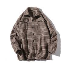 2019 Men Long Sleeve Shirt Hip-Hop Retro Plaid Shirt Men  Streetwear Lattice Single Breasted Dress Shirts LBZ158 2024 - buy cheap