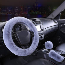 Capa para volante de carro em lã macia, cobertura para freio de mão, gear, inverno, 14.96 "x 14.96" 2024 - compre barato