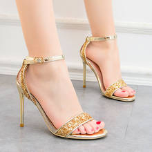 Gold Bling Sexy Women Sandals 10CM High Heels Buckle Strap Fashion Woman Party Shoes Open Toe Summer Gladiator Lady Pumps Silver 2024 - buy cheap