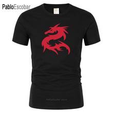 Новая модная мужская футболка с принтом дракона из чистого хлопка с короткими рукавами и круглым вырезом в стиле хип-хоп 2024 - купить недорого