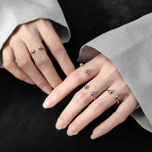 Anillos ajustables para mujer, anillos de plata de ley 925, anillo de dedo minimalista de doble cuenta redonda para tamaño 5 6 7, joyería fina 2024 - compra barato