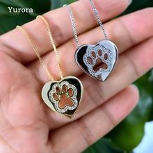 Luxury Gold Dog Cat Pet Paw Necklace For Women Cute Animal Dog Cat Love Heart Zircon Pendant Choker Necklace jewelry accessories 2024 - buy cheap