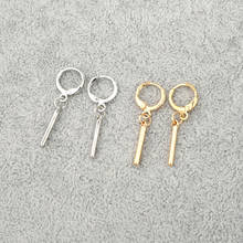 1 par simples geométrico mini pequenos brincos de argola para as mulheres na moda ouro cor metal barra longa redonda orelha do parafuso prisioneiro jóias presente e659 2024 - compre barato
