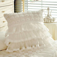 Funda de cojín de algodón con encaje de princesa rosa, cubierta de cojín para sofá cama, casa, habitación de niña, venta al por mayor, FG1263, nuevo 2024 - compra barato