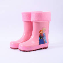 Детские непромокаемые ботинки Disney для мальчиков и девочек, Нескользящие ботинки принцессы «Холодное сердце», Детская Водонепроницаемая Резиновая обувь, водные ботинки для учеников 2024 - купить недорого