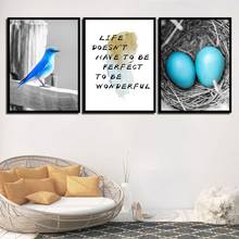Space Wall Art Lovely Animal Bird Blue Egg Home Decor Painting Nordic Style Canvas Prints Poster Modern Picture For Living Room 2024 - buy cheap