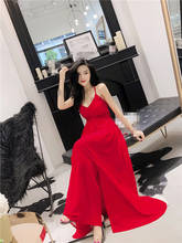 B4175 2020 Summer new women chiffon dress fashion sweet backless slit pure color beach dress cheap wholesale 2024 - buy cheap