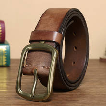 Cinturón de cuero genuino de alta calidad para hombre, cinturones de diseñador de lujo, correa para pantalones vaqueros, hebilla de cobre 2024 - compra barato