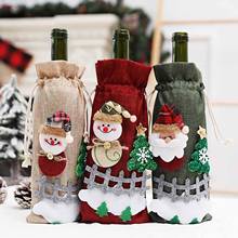 Christmas Party Home Decor Table Santa Clause Snowman Linen Champagne Christmas Bottle Covers Red Wine Bottles Covers Bags 2024 - buy cheap