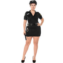 Umorden-uniforme de policía Sexy para mujer, disfraz de policía de talla grande, fantasía de Halloween y fiesta, color negro 2024 - compra barato