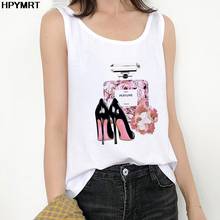 Camiseta con estampado de Perfume para mujer, Top Sexy de tacón alto sin mangas, ropa de calle informal, camisetas sin mangas, ropa de verano 2024 - compra barato