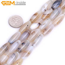 Gem-inside Selectable Size Natural Gray Rice Olivary Style Agates Stone Beads For Jewelry Making Bracelet Necklace 15inch DIY 2024 - buy cheap