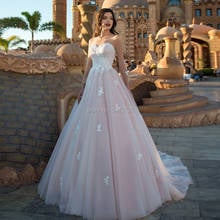 Vestido de novia de princesa rosa sin mangas, ropa de novia real, con apliques de encaje, hombros descubiertos, línea A, Sexy, 2021 2024 - compra barato