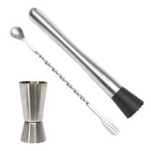 Stainless Steel Cocktail Muddler Mixing Spoon Jigger Home Bar Bartender Tool 2024 - buy cheap