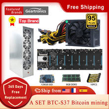 A SET BTC-S37 Bitcoin mining Rig Motherboard 8 Graphics Card Slots + 2600W PSU+ 4G/8G DDR3 + 8Pin Power Cable + 128G mSATA SSD 2024 - buy cheap