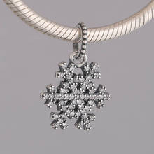 S925 DIY JewelryWinter Kiss Snowflake Dangle Charm fit Lady Bracelet Bangle Girl Gift Clear CZ 2024 - compra barato
