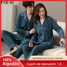 Inverno 100% algodão casal pijamas homem e mulher pijamas pijamas pijamas casal pijamas de natal 2024 - compre barato