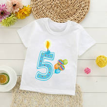 Camiseta con estampado de número de cumpleaños para niños, playera con dibujos animados de 1-9 velas, globo de cumpleaños, regalo divertido para niños y niñas 2024 - compra barato