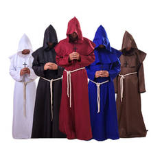 Мужской/женский винтажный костюм на Хэллоуин, средневековый костюм монаха Ренессанса, капота, священника, с капюшоном, веревочный плащ, накидка, одежда 2024 - купить недорого