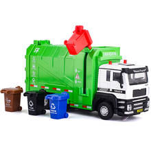 Simulation Garbage Truck Toy Children Pull Back Garbage Sorting Bin Sanitation Engineering Model Clean Boy Sound Light Movable 2024 - buy cheap