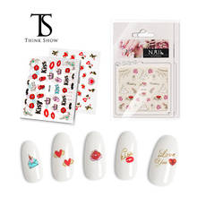 3D Nail Art Stickers  Cute Red Lips Individual Nail Stickers Foil Love Heart Design Nails Accessories  Fashion Manicure Sticker 2024 - buy cheap