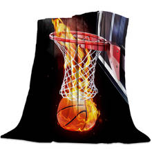 Fleece Throw Bed Blanket Lightweight Super Soft Cozy Flame Basketball Ball Box Sports Art Blanket Gift for Adults Kids 2024 - buy cheap