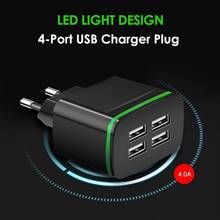5V 4A Quick Charger EU Plug 4-Port USB Charge Adapter Travel Wall Chargers With LED Light For IPhone Tablet Smartphones 2024 - buy cheap