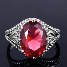 Anillo Vintage de piedra de rubí rojo para mujer, joya roja ovalada grande, anillos góticos Retro, joyería gótica de la Corte Europea, anillo de piedras preciosas 925 2024 - compra barato