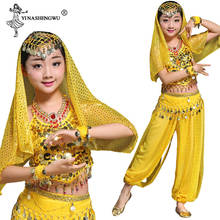 Conjunto de danza del vientre para niños, traje de danza Oriental de la India, 4 colores, novedad 2024 - compra barato