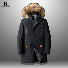 Novo inverno masculino para baixo jaqueta elegante para baixo casaco homem grosso quente roupas marca masculino vestuário parkas chapéu destacável plus size 2024 - compre barato