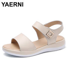 YAERNI  White sandals Women's summer shoes Comfortable Real leather platform sandals for walking students Sandal shoesE1312 2024 - buy cheap